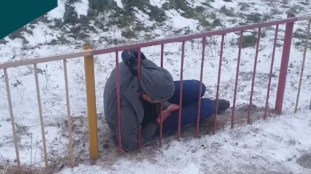 В Новосибирске спасатели помогли мужчине, чья голова застряла в заборе