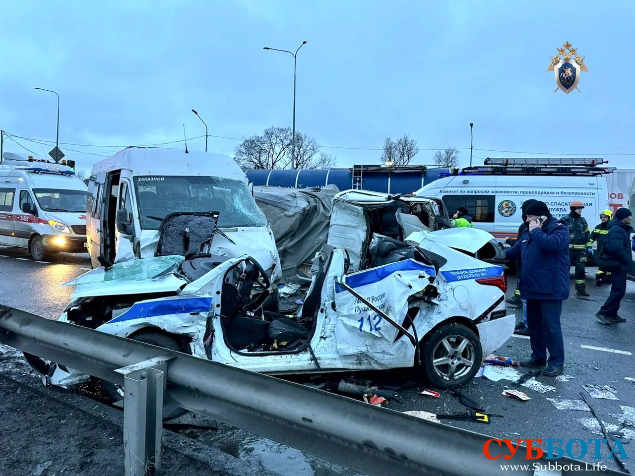 Пострадавший при ДТП на Московском шоссе в Петербурге полицейский скончался